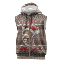 Donkey Christmas Sleeveless Zip Hoodie Merry Kiss My Ass - Wonder Print Shop