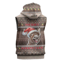 Donkey Christmas Sleeveless Zip Hoodie Merry Kiss My Ass - Wonder Print Shop