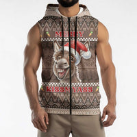Donkey Christmas Sleeveless Zip Hoodie Merry Kiss My Ass - Wonder Print Shop
