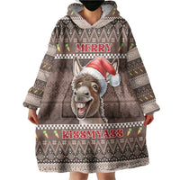 Donkey Christmas Wearable Blanket Hoodie Merry Kiss My Ass - Wonder Print Shop