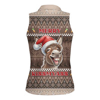 Donkey Christmas Women Sleeveless Polo Shirt Merry Kiss My Ass - Wonder Print Shop