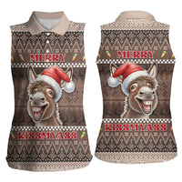 Donkey Christmas Women Sleeveless Polo Shirt Merry Kiss My Ass - Wonder Print Shop