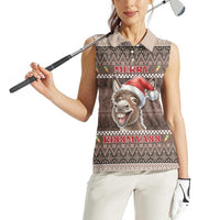 Donkey Christmas Women Sleeveless Polo Shirt Merry Kiss My Ass - Wonder Print Shop