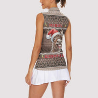 Donkey Christmas Women Sleeveless Polo Shirt Merry Kiss My Ass - Wonder Print Shop