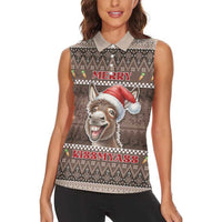 Donkey Christmas Women Sleeveless Polo Shirt Merry Kiss My Ass - Wonder Print Shop