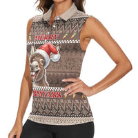 Donkey Christmas Women Sleeveless Polo Shirt Merry Kiss My Ass - Wonder Print Shop