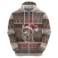 Donkey Christmas Zip Hoodie Merry Kiss My Ass - Wonder Print Shop