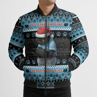 Cat Christmas Bomber Puffer Jacket It’s Fine I’m Fine Everything Is Fine - Wonder Print Shop