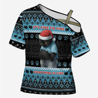 Cat Christmas Cross Shoulder Shirt It’s Fine I’m Fine Everything Is Fine - Wonder Print Shop