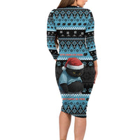 Cat Christmas Family Matching Long Sleeve Bodycon Dress and Hawaiian Shirt It’s Fine I’m Fine Everything Is Fine - Wonder Print Shop