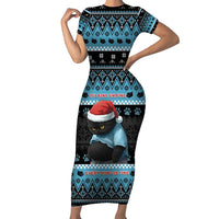 Cat Christmas Family Matching Short Sleeve Bodycon Dress and Hawaiian Shirt It’s Fine I’m Fine Everything Is Fine - Wonder Print Shop
