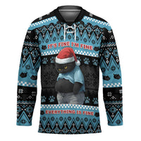 Cat Christmas Hockey Jersey It’s Fine I’m Fine Everything Is Fine - Wonder Print Shop