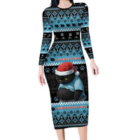 Cat Christmas Long Sleeve Bodycon Dress It’s Fine I’m Fine Everything Is Fine - Wonder Print Shop