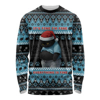 Cat Christmas Long Sleeve Shirt It’s Fine I’m Fine Everything Is Fine - Wonder Print Shop