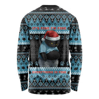 Cat Christmas Long Sleeve Shirt It’s Fine I’m Fine Everything Is Fine - Wonder Print Shop