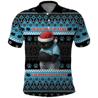 Cat Christmas Polo Shirt It’s Fine I’m Fine Everything Is Fine - Wonder Print Shop