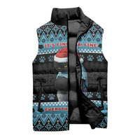 Cat Christmas Sleeveless Puffer Jacket It’s Fine I’m Fine Everything Is Fine - Wonder Print Shop