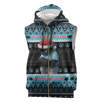 Cat Christmas Sleeveless Zip Hoodie It’s Fine I’m Fine Everything Is Fine - Wonder Print Shop