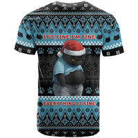 Cat Christmas T Shirt It’s Fine I’m Fine Everything Is Fine - Wonder Print Shop