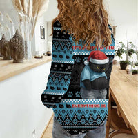 Cat Christmas Women Casual Shirt It’s Fine I’m Fine Everything Is Fine - Wonder Print Shop