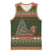 Book Lovers Christmas Basketball Jersey Gingerbread With Xmas Book Tree - Wonder Print Shop
