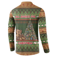 Book Lovers Christmas Button Sweatshirt Gingerbread With Xmas Book Tree - Wonder Print Shop