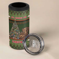 Book Lovers Christmas 4 in 1 Can Cooler Tumbler Gingerbread With Xmas Book Tree - Wonder Print Shop