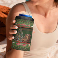 Book Lovers Christmas 4 in 1 Can Cooler Tumbler Gingerbread With Xmas Book Tree - Wonder Print Shop