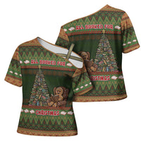 Book Lovers Christmas Cross Shoulder Shirt Gingerbread With Xmas Book Tree - Wonder Print Shop