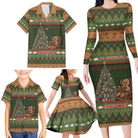 Book Lovers Christmas Family Matching Long Sleeve Bodycon Dress and Hawaiian Shirt Gingerbread With Xmas Book Tree - Wonder Print Shop