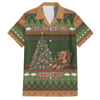 Book Lovers Christmas Family Matching Long Sleeve Bodycon Dress and Hawaiian Shirt Gingerbread With Xmas Book Tree - Wonder Print Shop