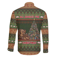 Book Lovers Christmas Family Matching Off Shoulder Short Dress and Hawaiian Shirt Gingerbread With Xmas Book Tree - Wonder Print Shop