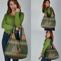 Book Lovers Christmas Grocery Bag Gingerbread With Xmas Book Tree - Wonder Print Shop