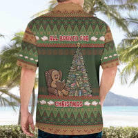 Book Lovers Christmas Hawaiian Shirt Gingerbread With Xmas Book Tree - Wonder Print Shop