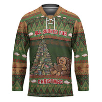 Book Lovers Christmas Hockey Jersey Gingerbread With Xmas Book Tree - Wonder Print Shop