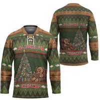 Book Lovers Christmas Hockey Jersey Gingerbread With Xmas Book Tree - Wonder Print Shop