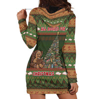 Book Lovers Christmas Hoodie Dress Gingerbread With Xmas Book Tree - Wonder Print Shop
