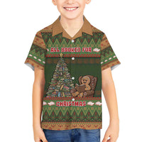Book Lovers Christmas Kid Hawaiian Shirt Gingerbread With Xmas Book Tree - Wonder Print Shop