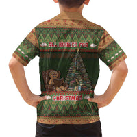 Book Lovers Christmas Kid Hawaiian Shirt Gingerbread With Xmas Book Tree - Wonder Print Shop