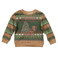 Book Lovers Christmas Kid Ugly Christmas Sweater Gingerbread With Xmas Book Tree - Wonder Print Shop