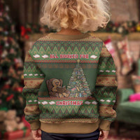 Book Lovers Christmas Kid Ugly Christmas Sweater Gingerbread With Xmas Book Tree - Wonder Print Shop