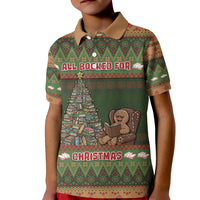 Book Lovers Christmas Kid Polo Shirt Gingerbread With Xmas Book Tree - Wonder Print Shop