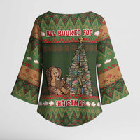 Book Lovers Christmas Kimono Sleeve Blouse Gingerbread With Xmas Book Tree - Wonder Print Shop