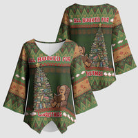 Book Lovers Christmas Kimono Sleeve Blouse Gingerbread With Xmas Book Tree - Wonder Print Shop