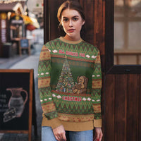 Book Lovers Christmas Ugly Christmas Sweater Gingerbread With Xmas Book Tree - Wonder Print Shop