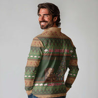 Book Lovers Christmas Long Sleeve Polo Shirt Gingerbread With Xmas Book Tree - Wonder Print Shop