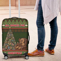 Book Lovers Christmas Luggage Cover Gingerbread With Xmas Book Tree - Wonder Print Shop