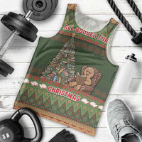 Book Lovers Christmas Men Tank Top Gingerbread With Xmas Book Tree - Wonder Print Shop