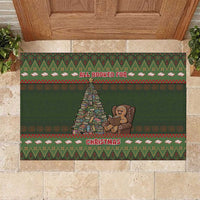 Book Lovers Christmas Rubber Doormat Gingerbread With Xmas Book Tree - Wonder Print Shop