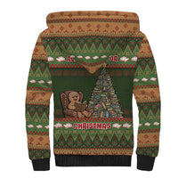 Book Lovers Christmas Sherpa Hoodie Gingerbread With Xmas Book Tree - Wonder Print Shop